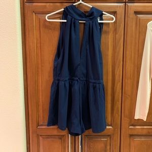 LF Navy V Cut Halter Romper